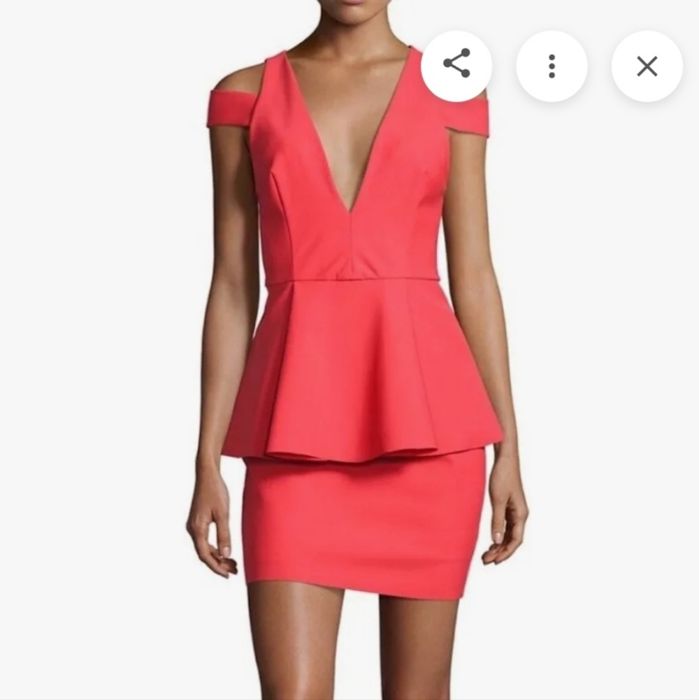 Milly Women's Red Cold Shoulder Peplum Dress
